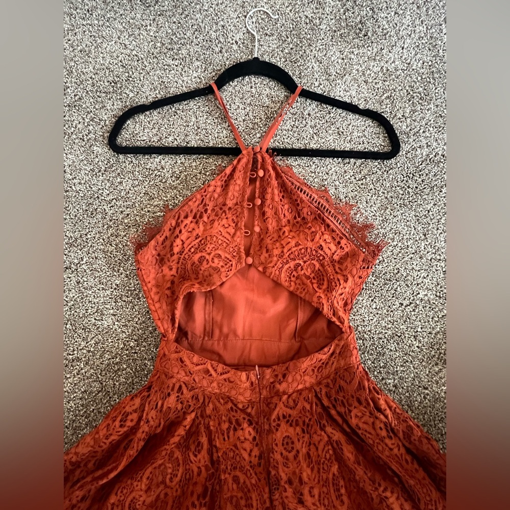 ASOS Open back burnt orange midi dress